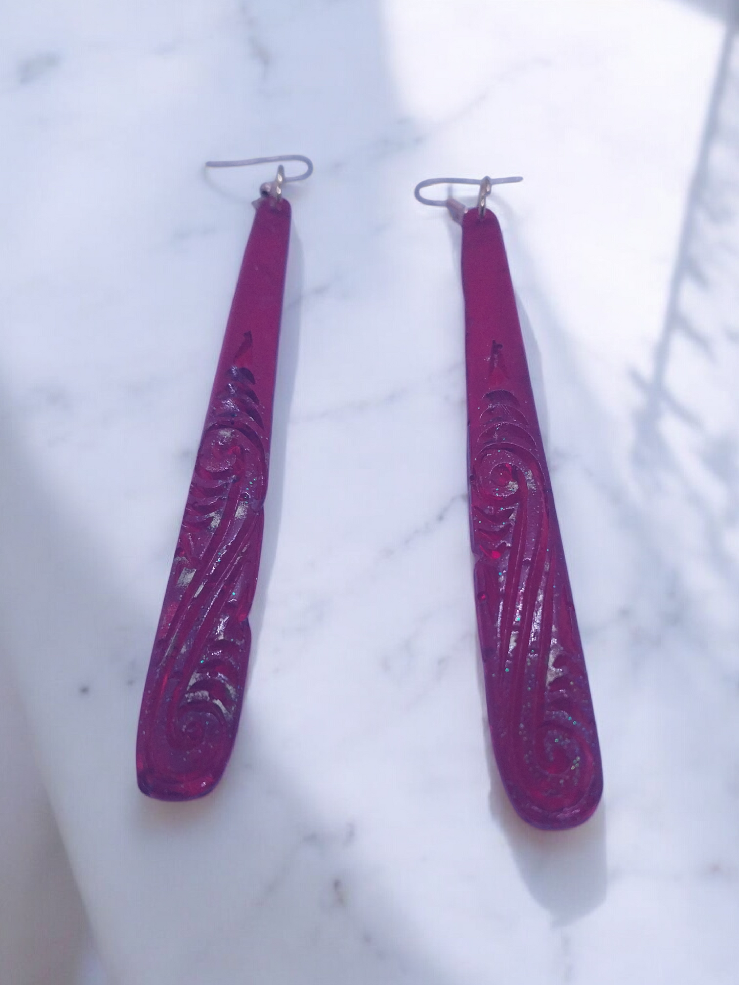 Red pendant earrings