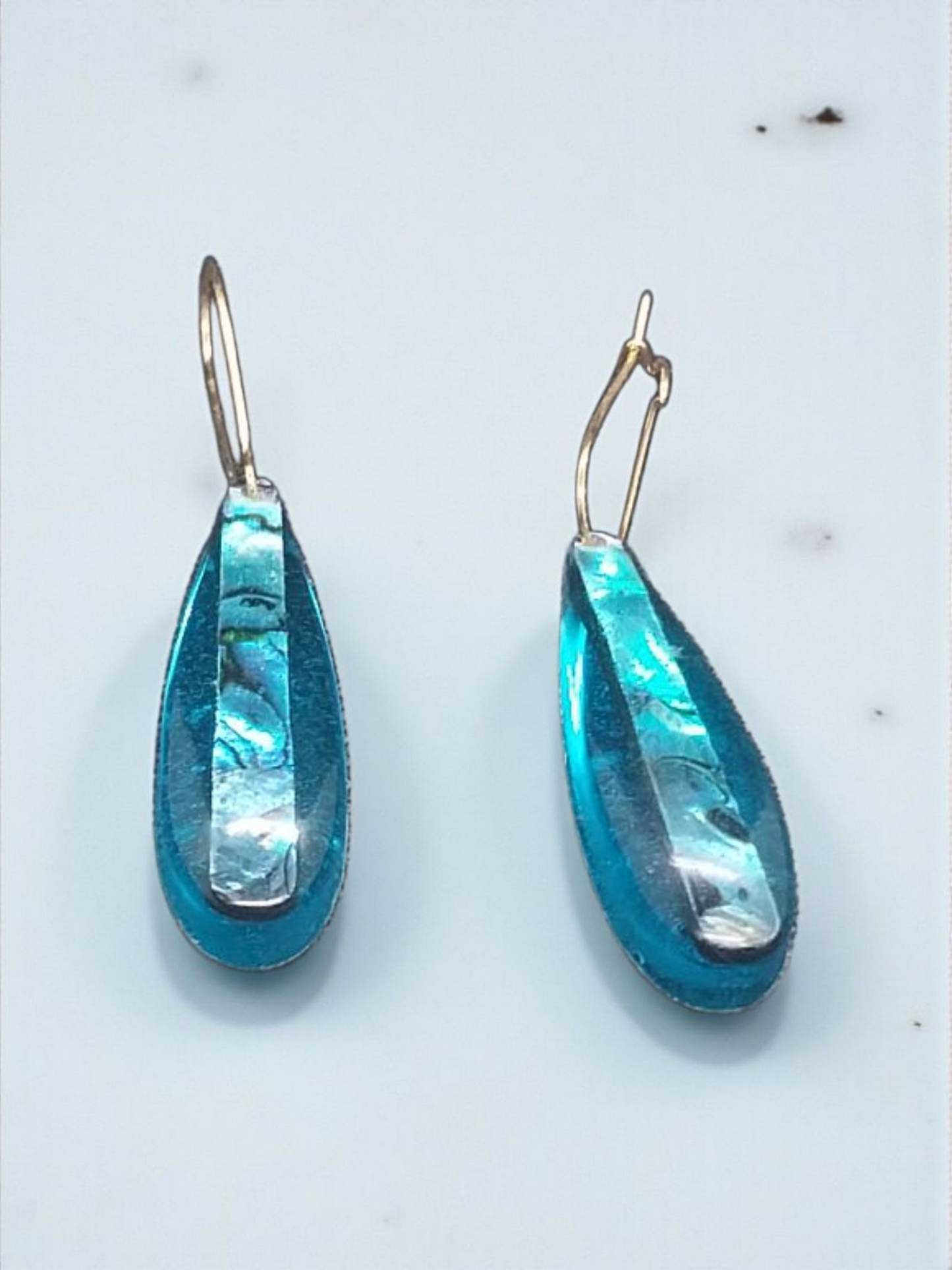 Blue paua drop earrings