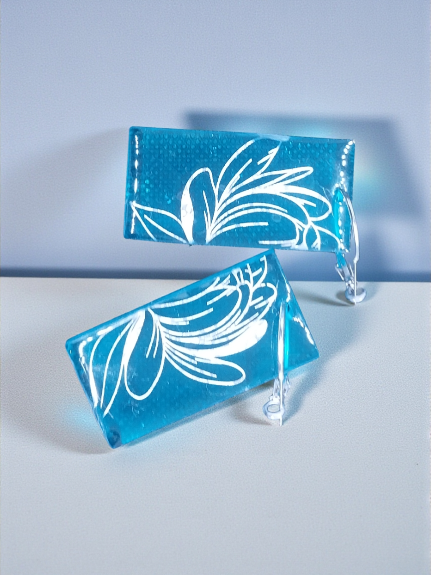 Blue holographic earrings