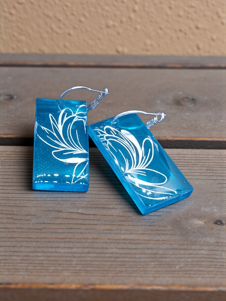 Blue holographic earrings