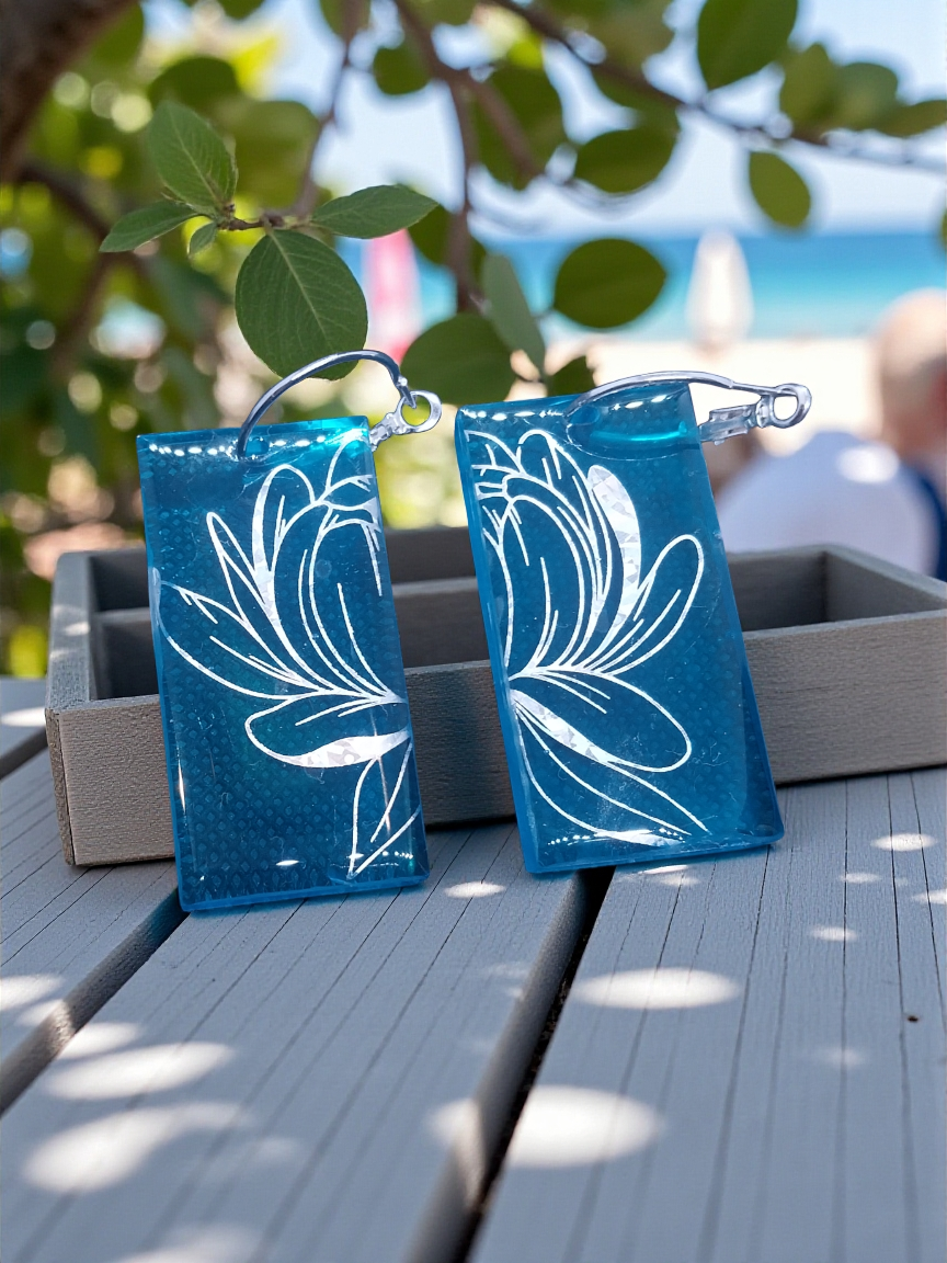Blue holographic earrings