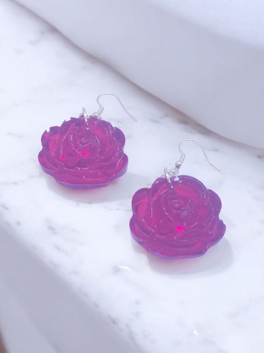 Ultra red rose earrings