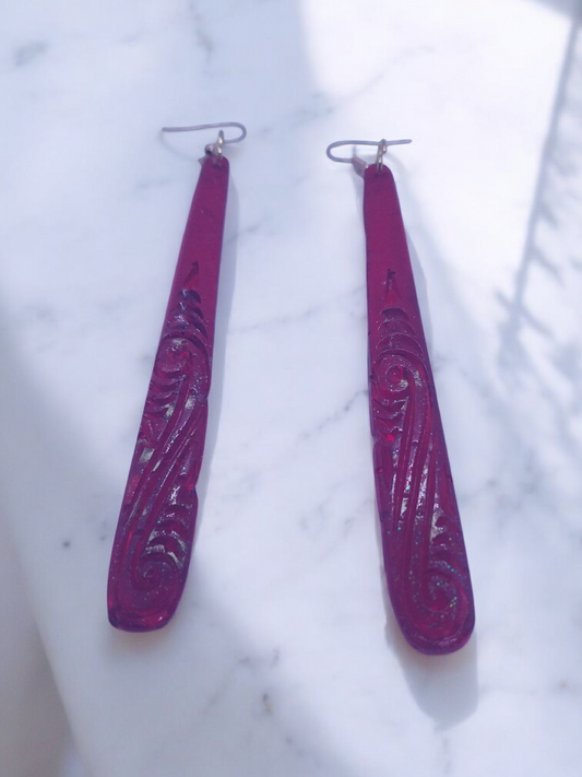 Red pendant earrings