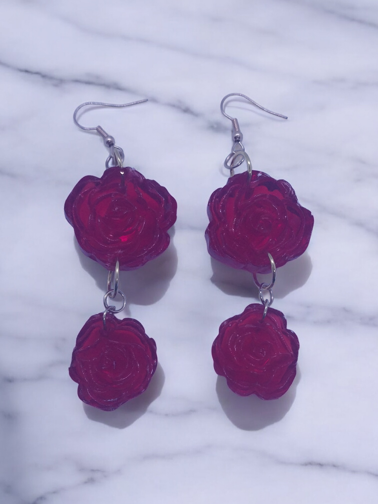 Ultra red rose earrings